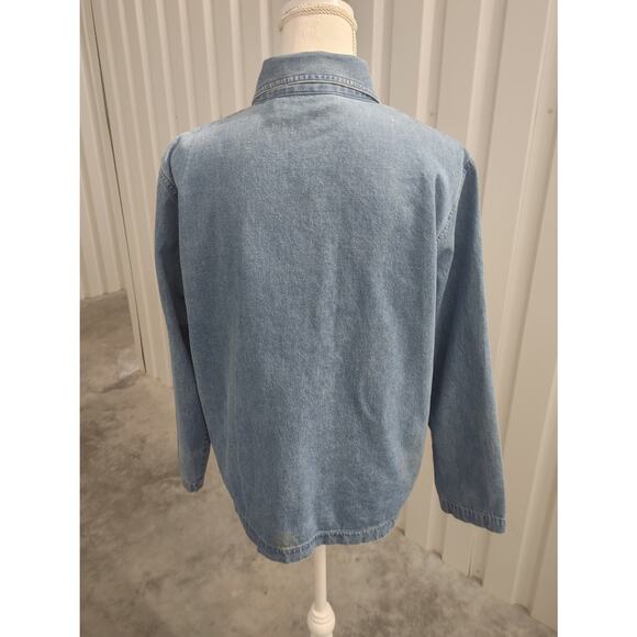Vintage Bobbie Brooks Denim Chambray Patchwork Top Button Medium - Picture 4 of 5